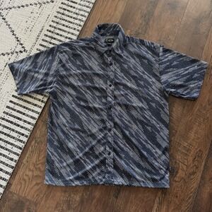 Vintage Kustom Button Up Shirt Men's Large Polka Dot Retro Casino Club Blue